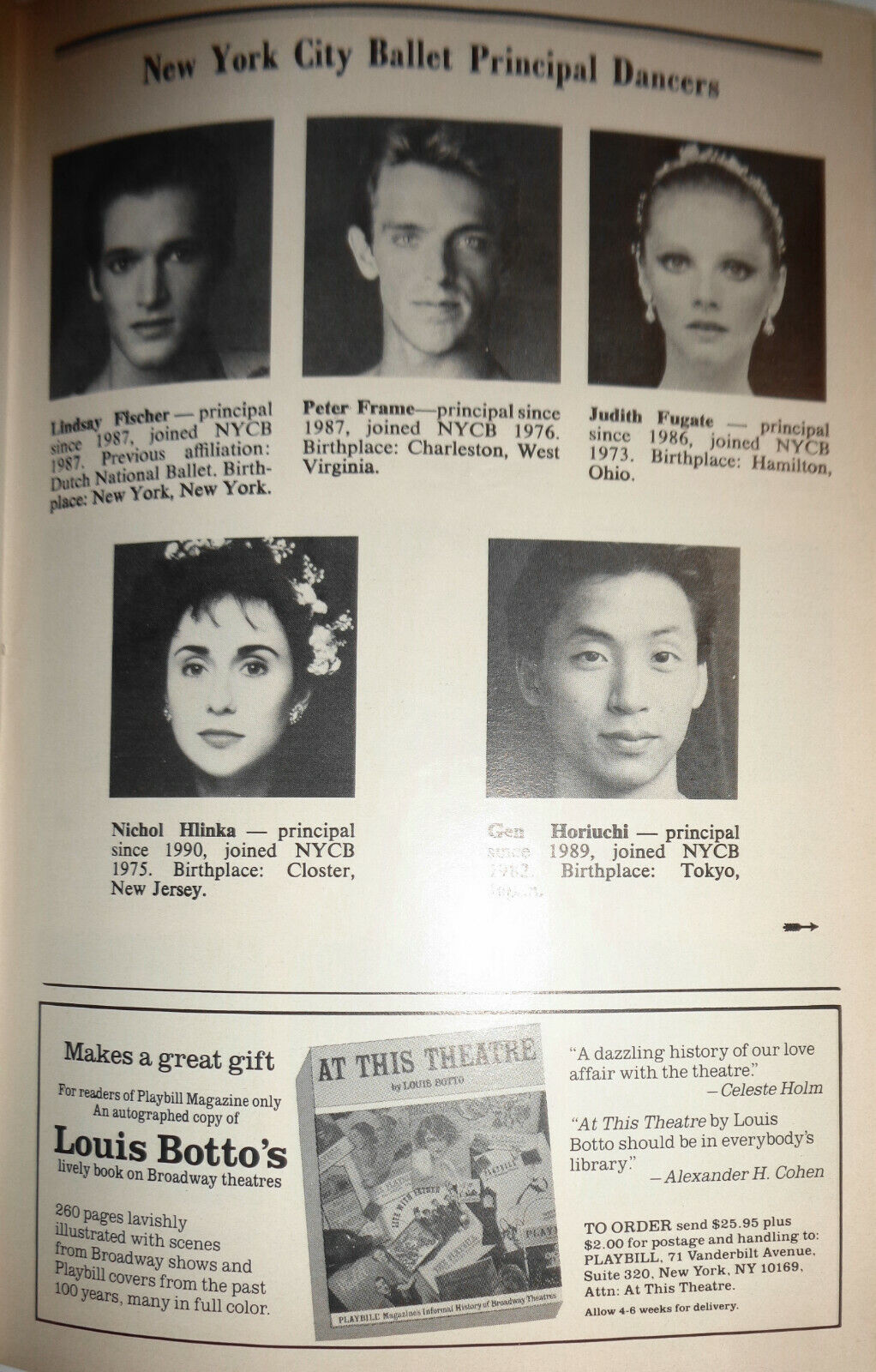 A FESTIVAL OF JEROME ROBBINS' BALLETS - NYC Ballet, 1990 Playbill