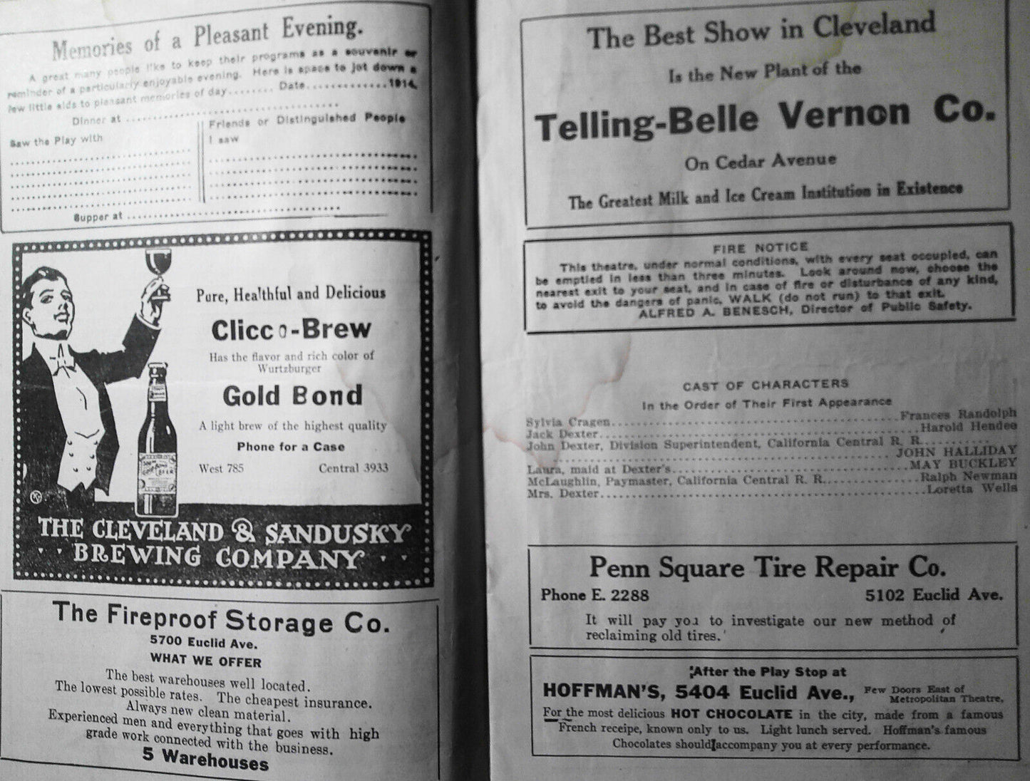 1915 "Big Jim Garrity" souvenir program, Metropolitan Theatre, Cleveland, OH
