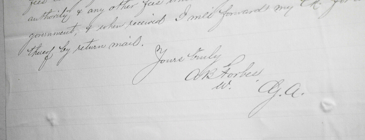 1886 San Francisco - Mutual Life Insurance Co of New York - signed A. B. Forbes