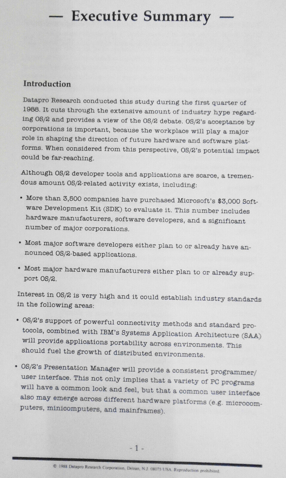 An Inside View of OS/2 - Datapro Market Study, 1988
