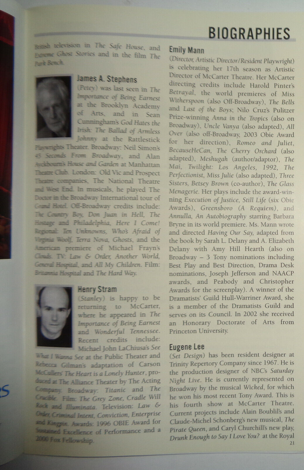 Harold Pinter THE BIRTHDAY PARTY - PROGRAM - 2006 McCarter Theatre Center, NJ
