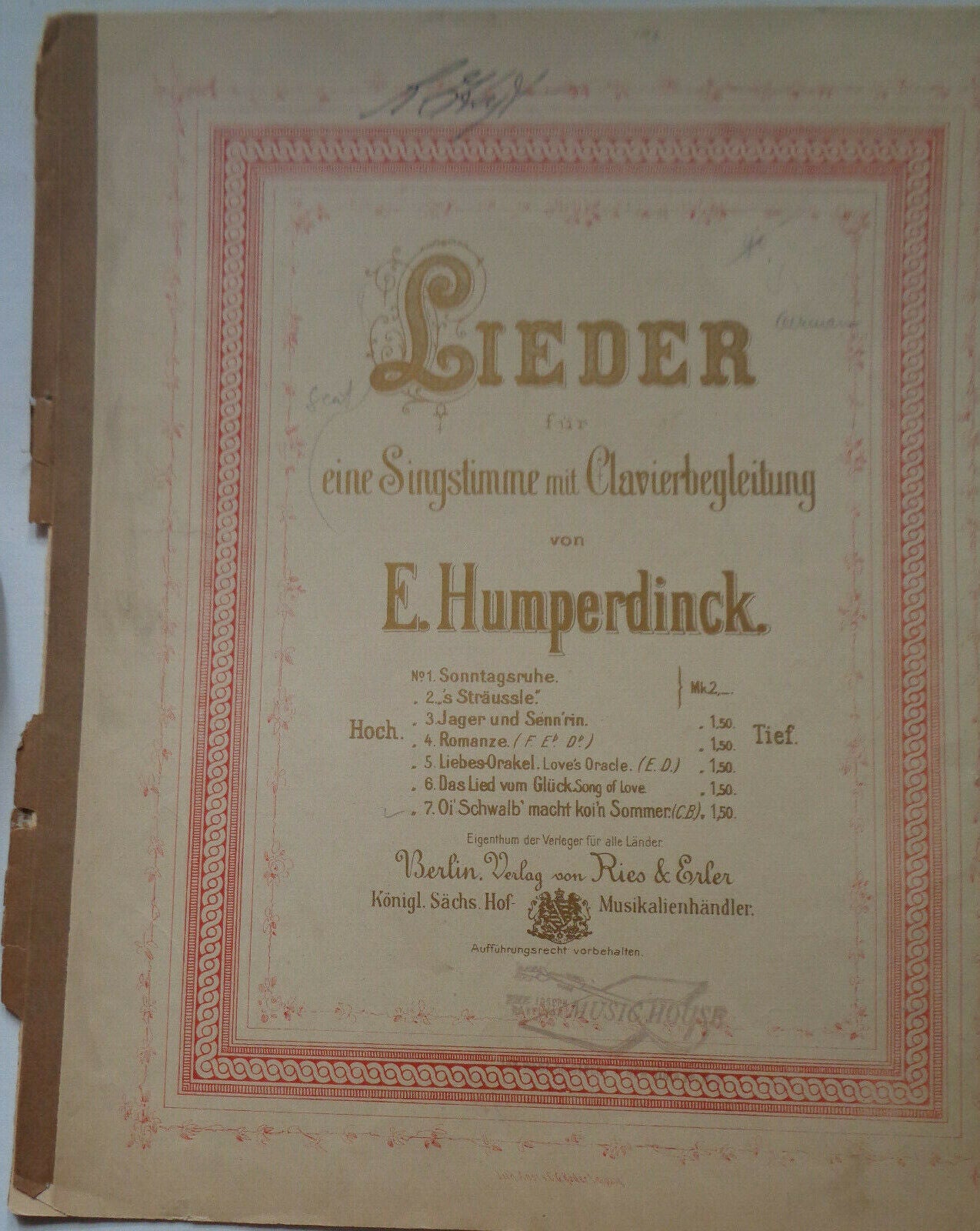 Oi' Schwalb' macht koi'n Sommer, by Engelbert Humperdinck. 1901