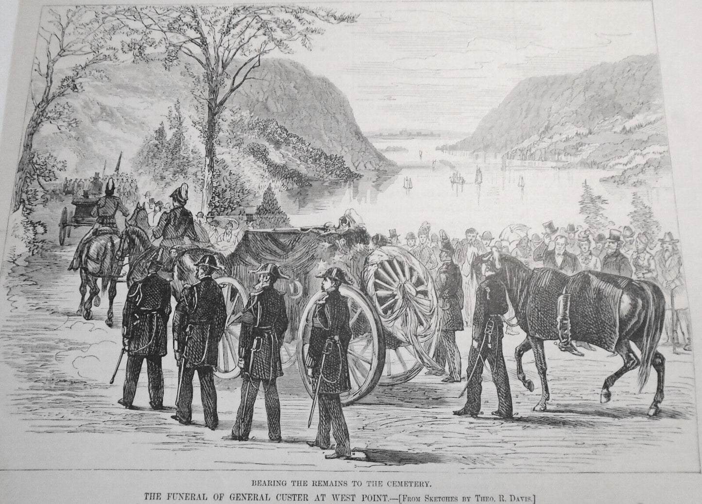 "Funeral Of General Custer" Harper's Weekly - 1877- 2 Original Prints & Story