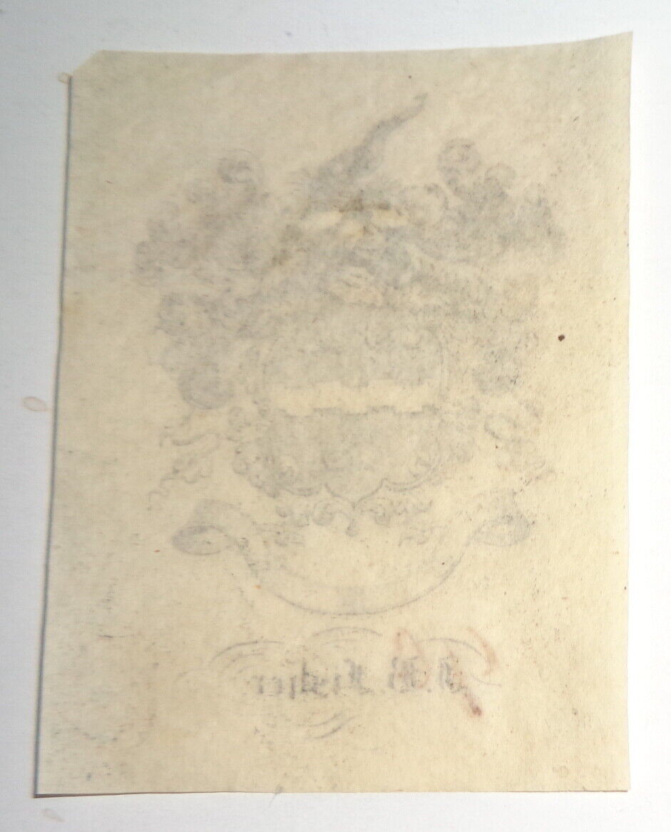 J. B. Fisher armorial Ex-libris Bookplate - 19 century