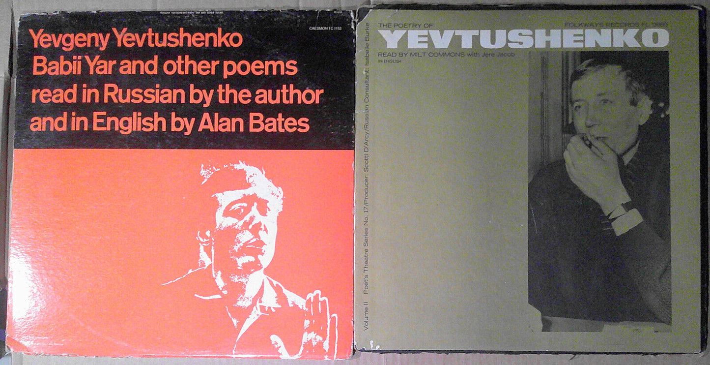 Poetry of Yevgeny Yevtushenko : Lot of 2 vinyl LPs. Babi Yar etc Caedmon Records