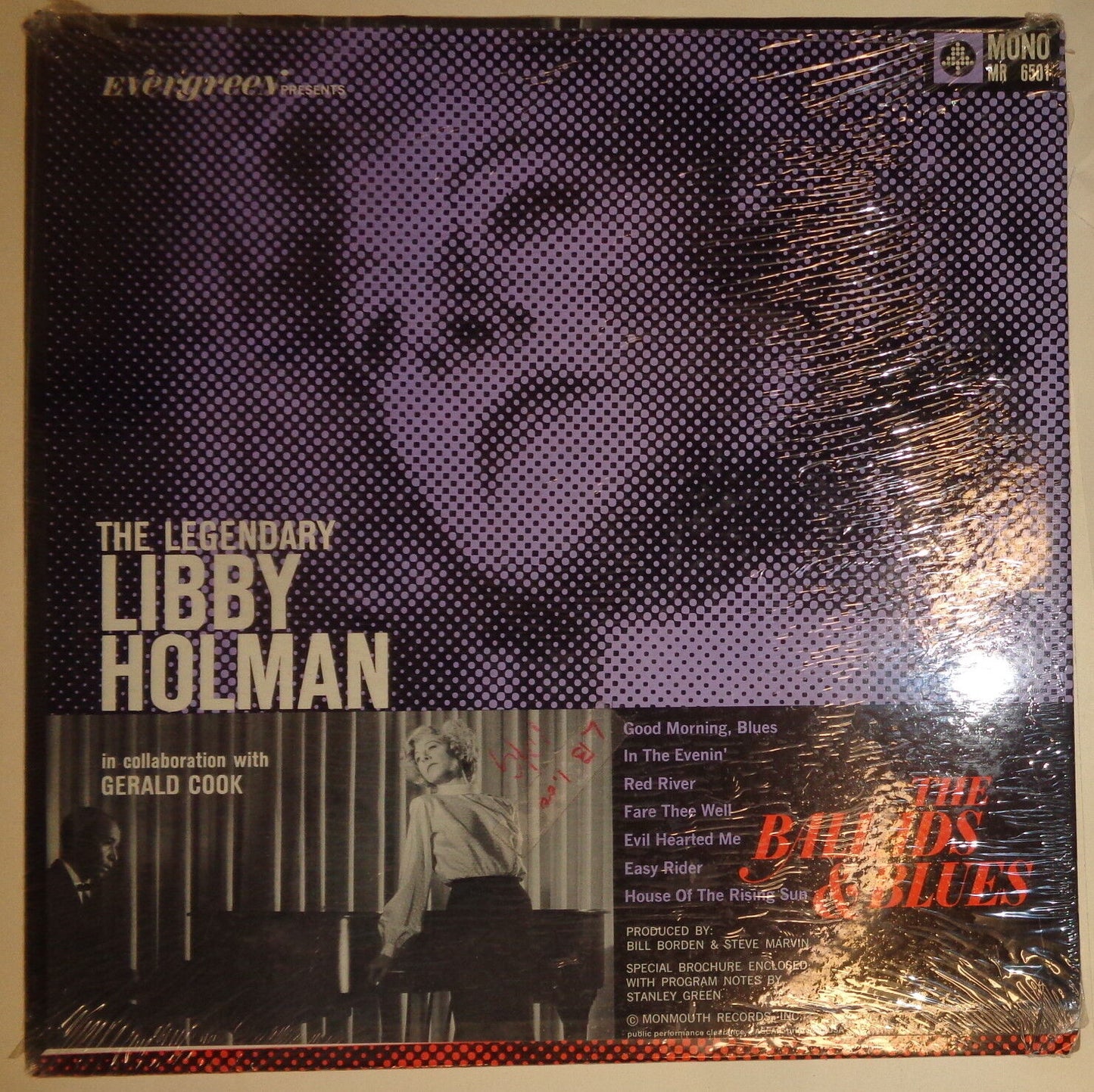 SEALED - THE LEGENDARY LIBBY HOLMAN - vinyl LP. MONMOUTH RECORDS MR 6501 - MONO