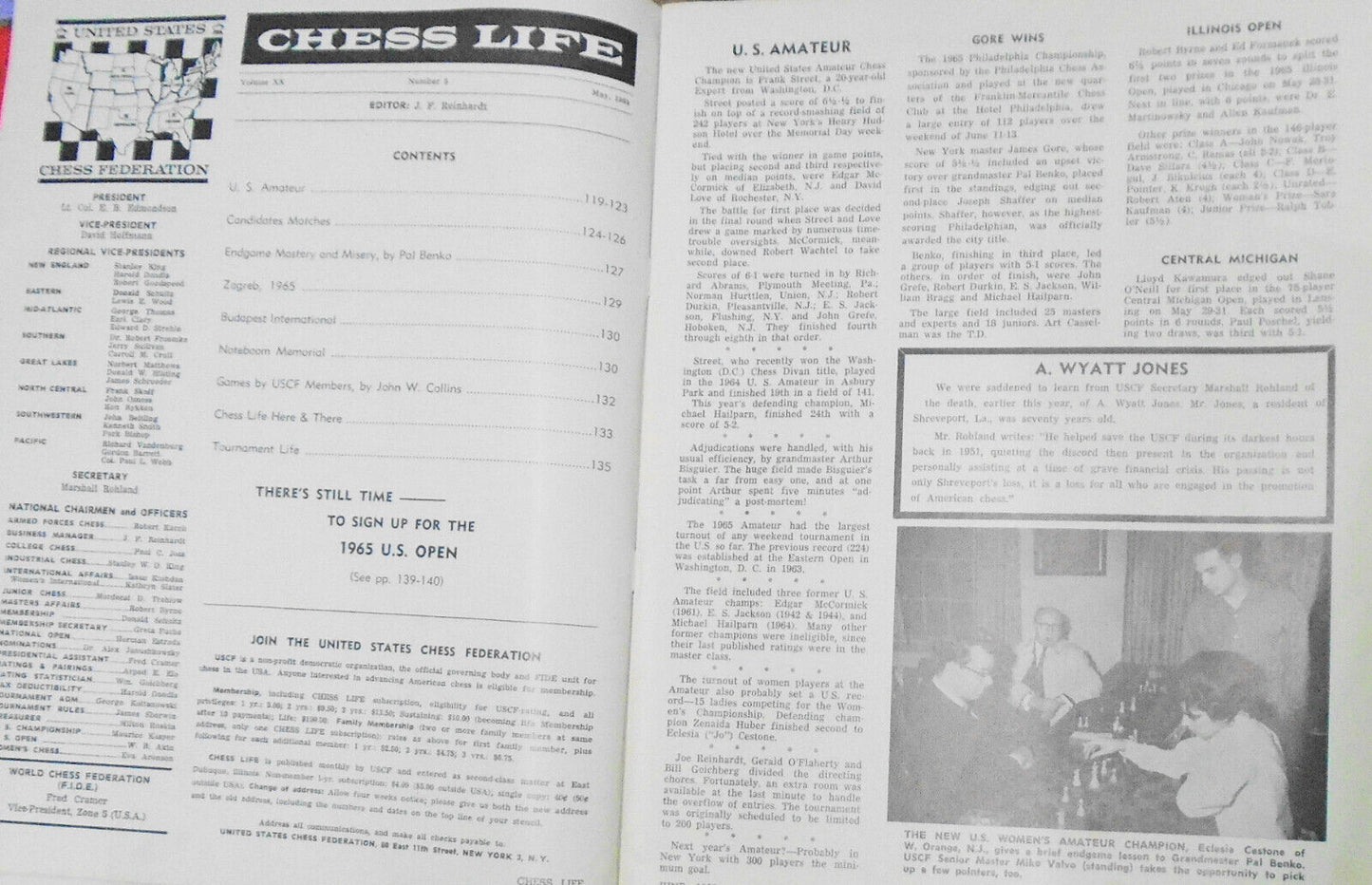 Chess Life, June 1965 - Bobby Fischer at the UN, Spassky-Keres Candidates match