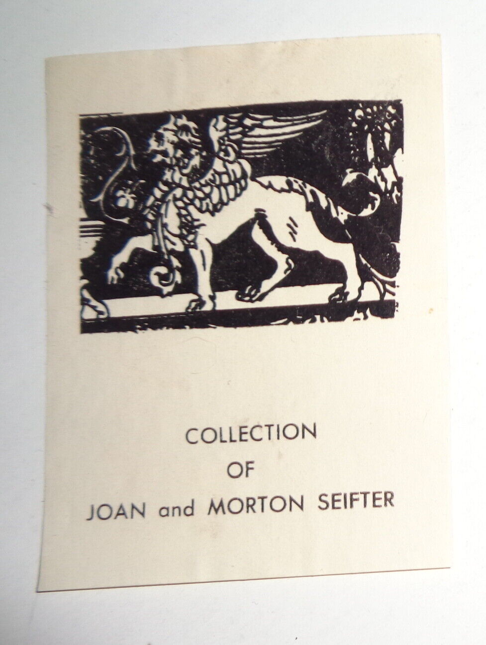 Collection of Joan and Morton Seifter Ex-Libris Bookplate