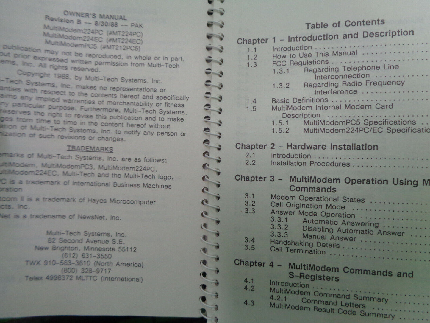 ProComm Software (manual & disk) + MultiModem Manual 1988 by Multi-Tech Systems