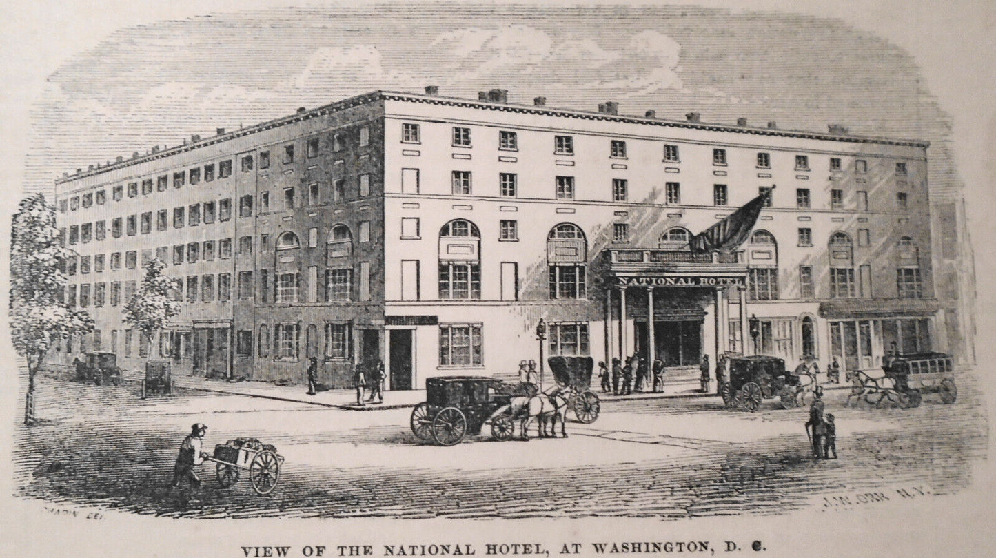 Santa Anna + National Hotel, Washington, DC - Gleason's Pictorial May 15, 1852
