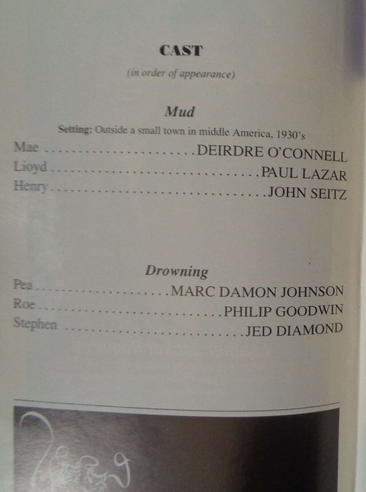 Mud And Drowning - Playbill - September 1999
