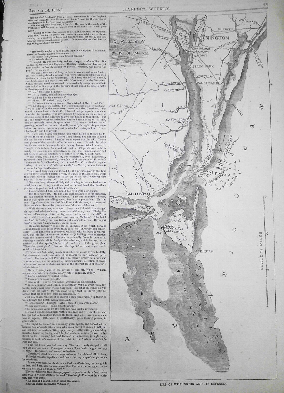 Map of Wilmington and its defenses - Harper's Weekly, January 14, 1865