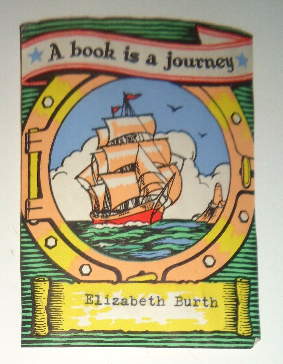 Elizabeth Burth - Ex-Libris bookplate -- A book is a journey
