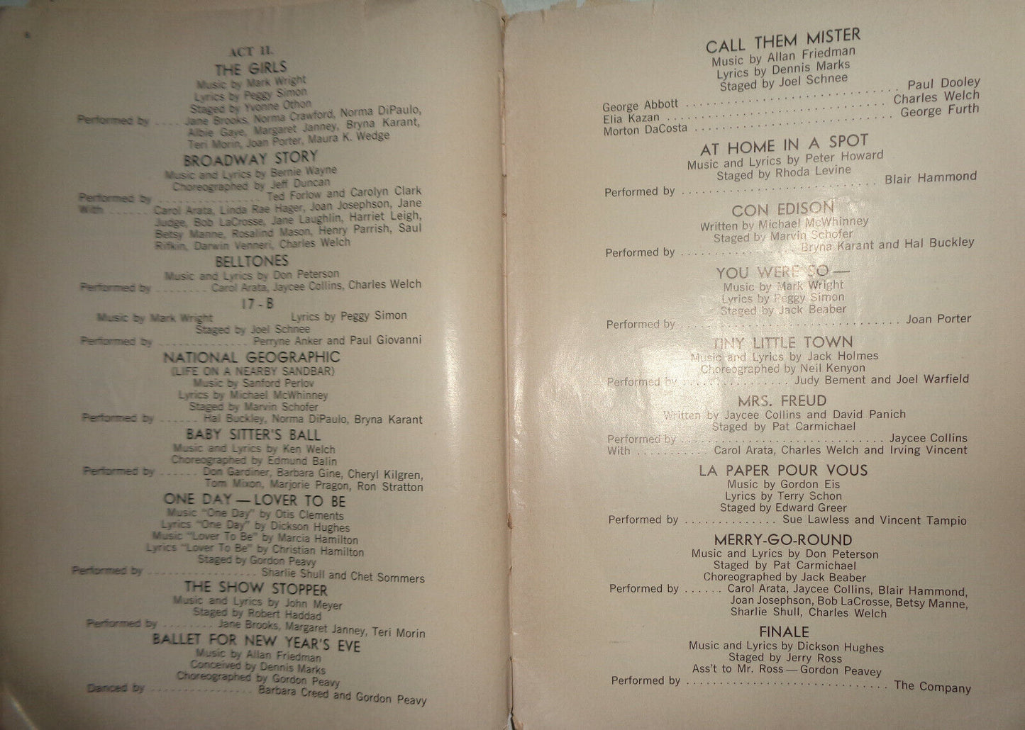 TALENT '60 - PLAYBILL - TUESDAY, MARCH 22-31 1960. Joan Rivers, Cal Tjader