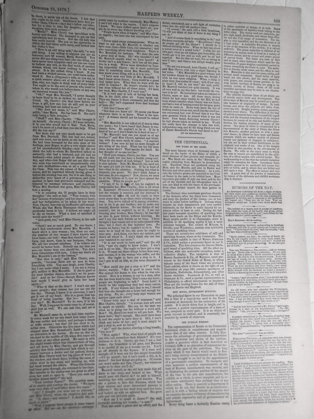 "Struck - At Sea", by Thomas Nast - Harper's Weekly, 1876