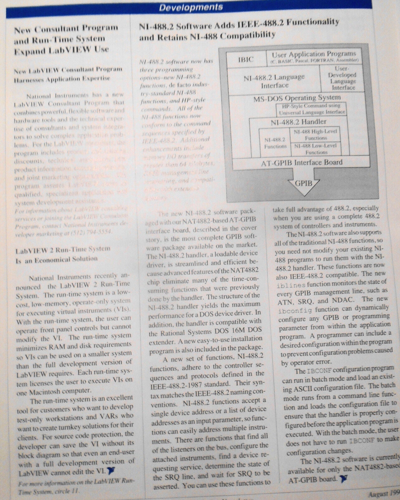 Instrumentation Newsletter, by National Instruments - August 1990, Vol. 2, N. 3