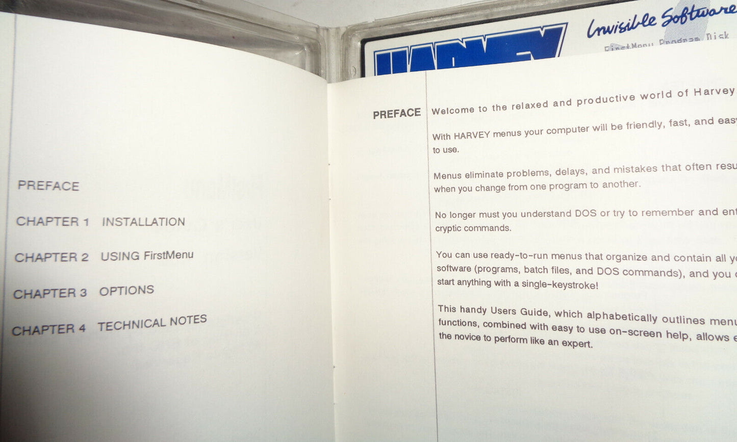 FirstMenu, by Harvey Software. 1987. Unused