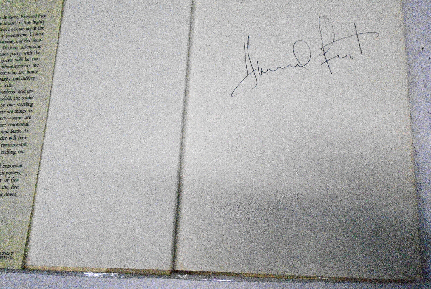 The Dinner Party, by Howard Fast. SIGNED First edition, 1987. Fine/Fine.