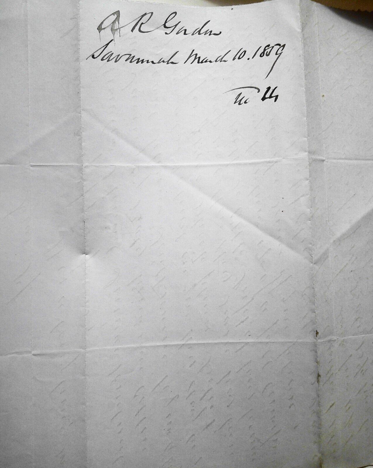 1859 Savannah Georgia letter on cotton trade - A. R. Gordon to Charles Sellinger
