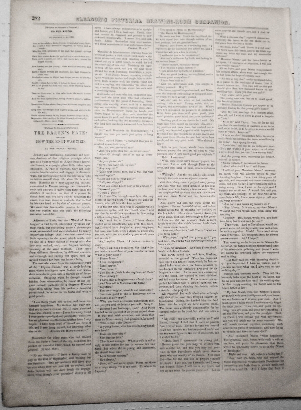 Sketches Of West Point, May 1, 1852. Gleason's Double Page With Story & 6 Prints