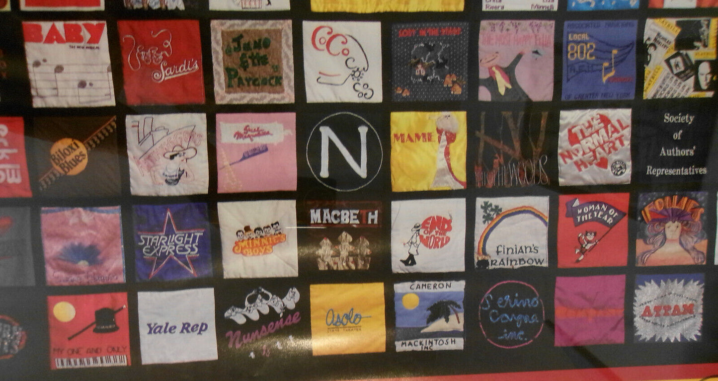 1988 A Quilt of the American Theatre, Broadway Cares Poster SIGNED by 30; framed