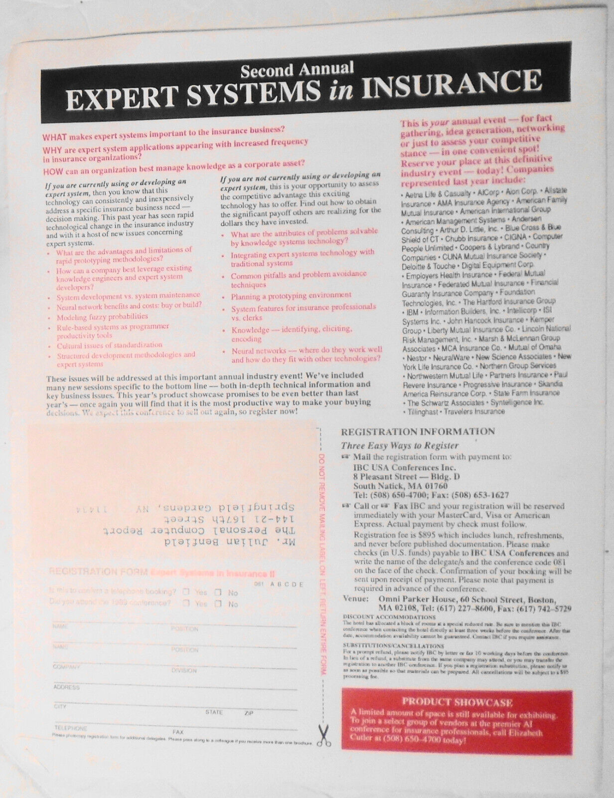 1990 2nd Annual Artificial Intelligence Conference... in Insurance - Program