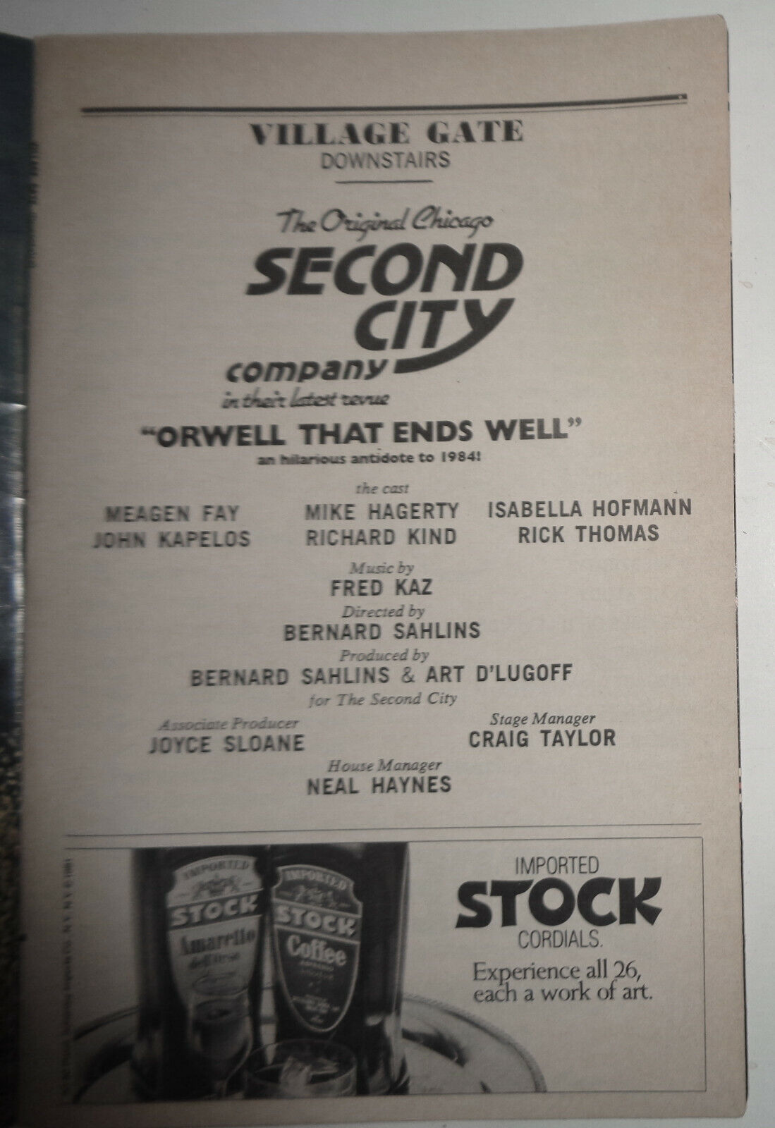 ORWELL THAT ENDS WELL - SHOWBILL - 1984 - VILLAGE GATE DOWNSTAIRS, NYC