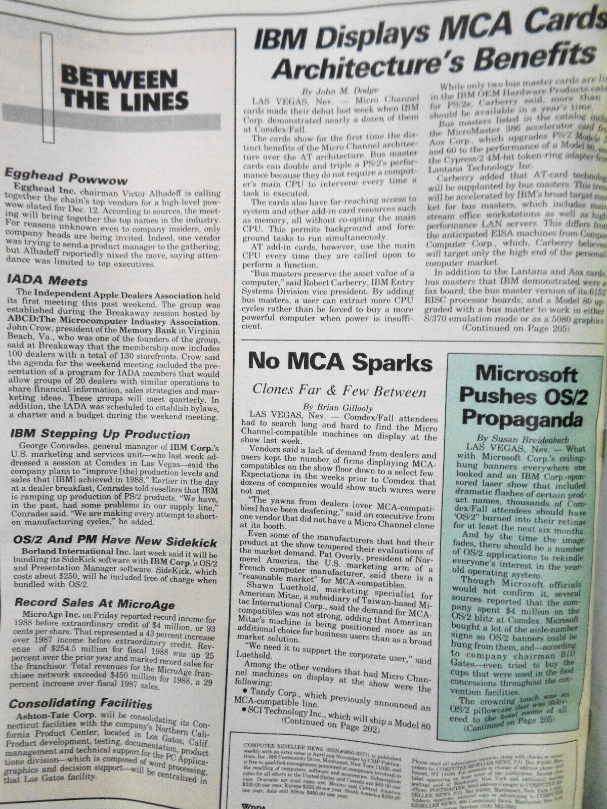 Computer Reseller News - Nov. 21, 1988 - Newspaper for Microcomputer Reselling