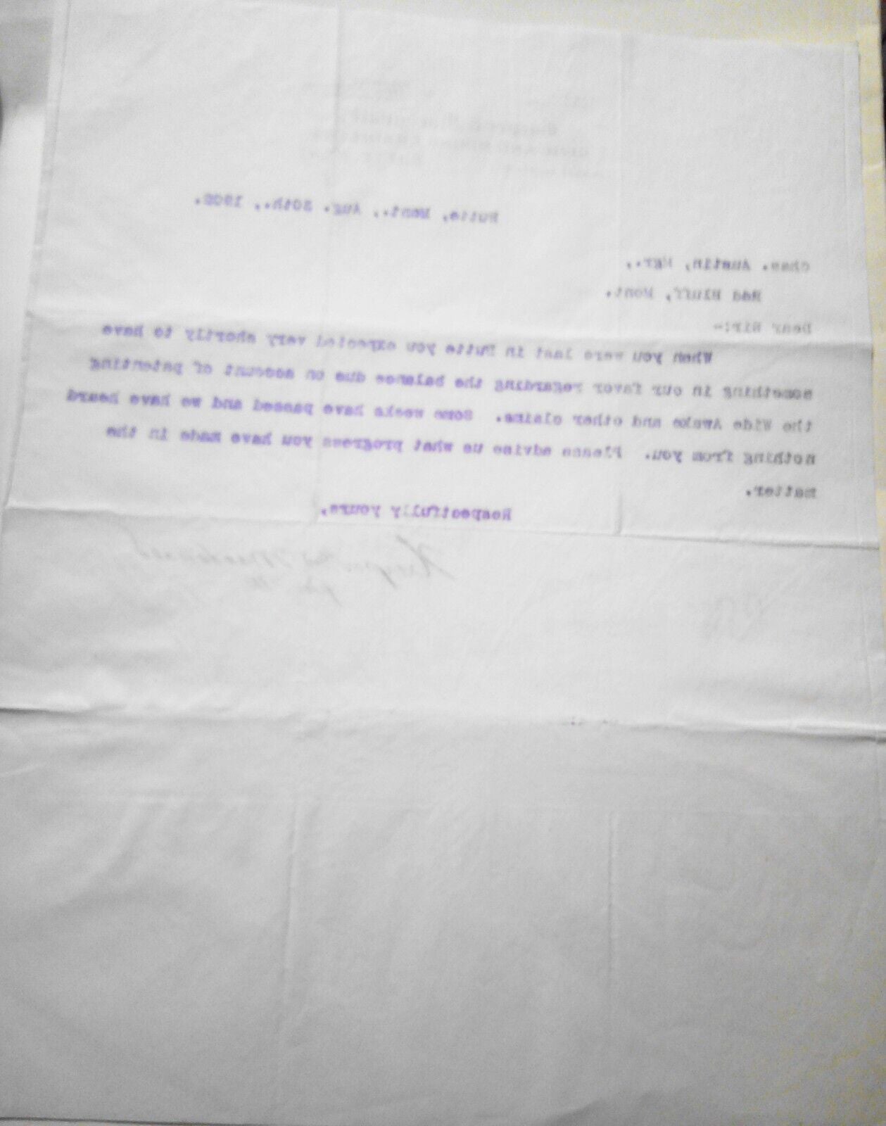 1902 Harper & MacDonald, Civil and Mining Engineers, Butte MT - Dunning Letter