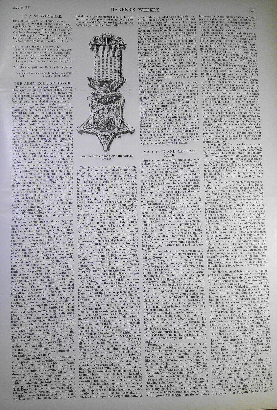 Harper's Weekly May 2, 1891. Australia; Manipuri; Henry James; Central Park, etc