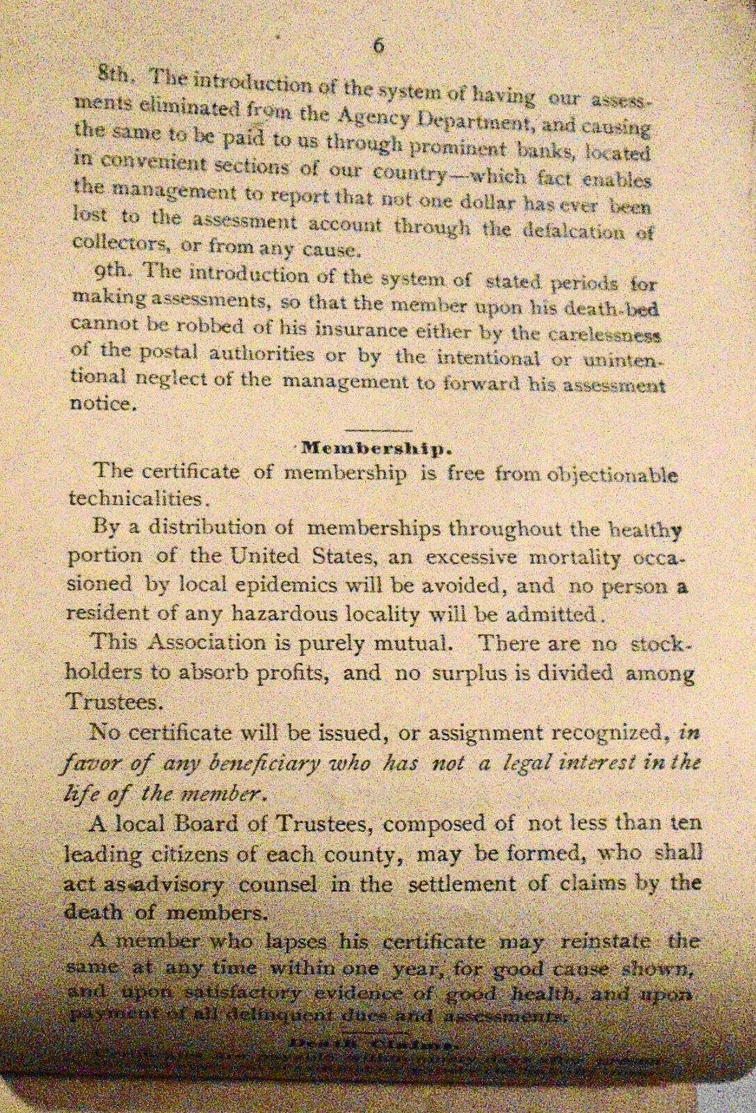 FACTS - Mutual Reserve Fund Life Association New York, 1884 Advertising circular