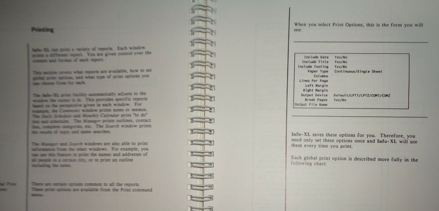 Info-XL, by Valor Software. Information management for IBM & compatible PCs 1988