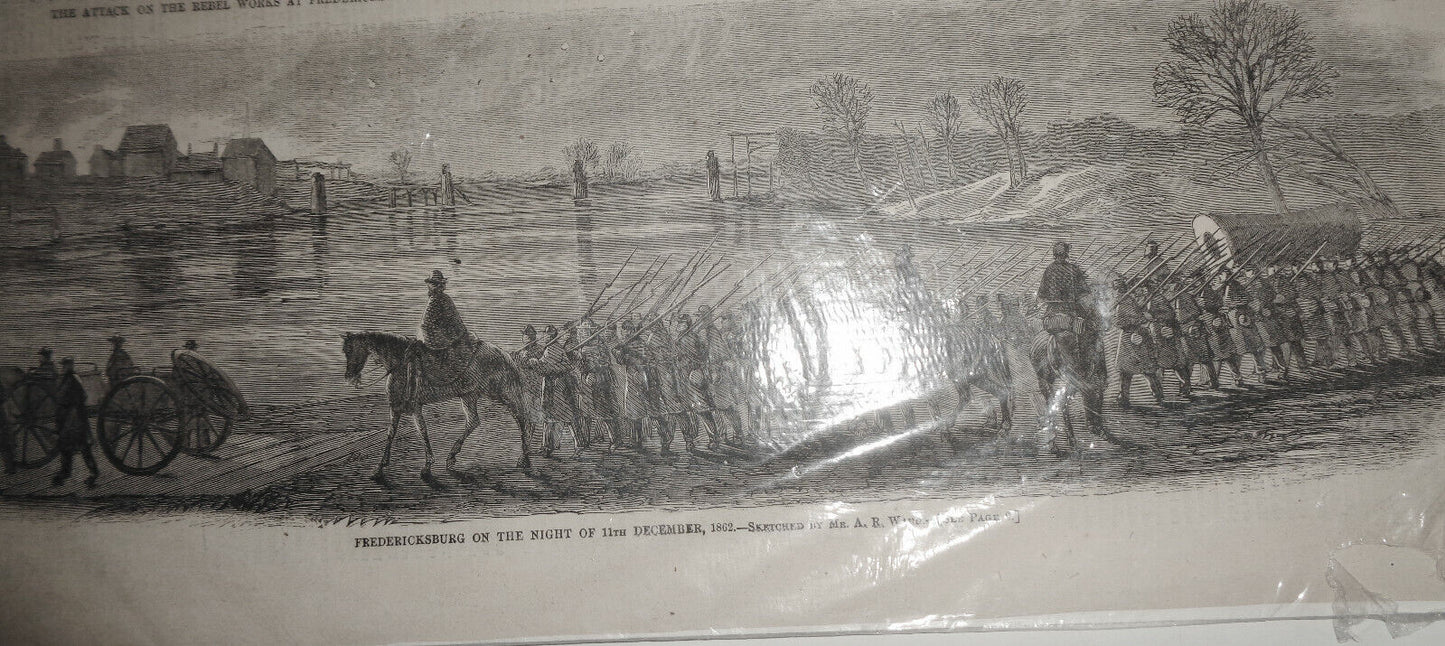 Attack On Rebel Works At Fredericksburg & Marching Troops - Harper's Weekly 1863