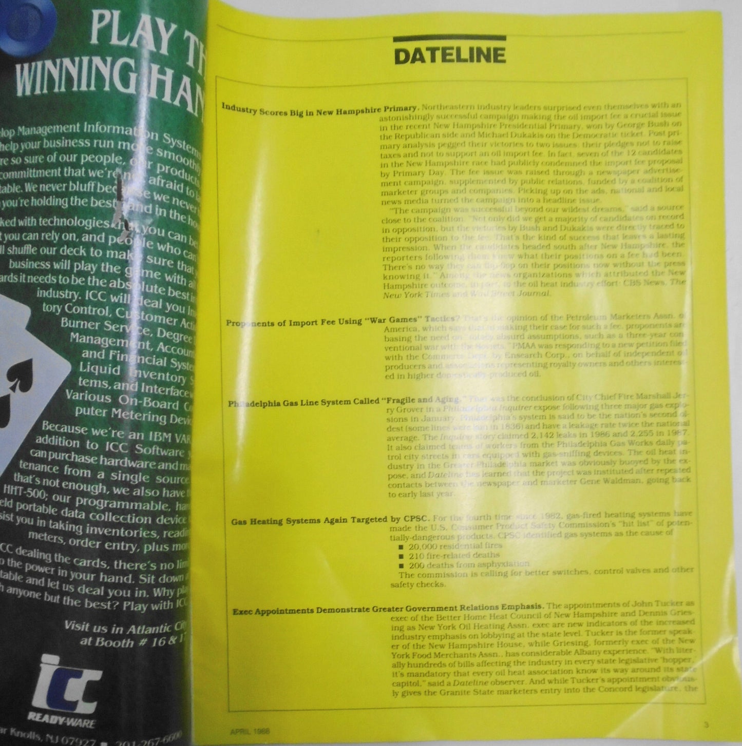 Fuel Oil News New Magazine April 1989. Computer Issue. "Computermania".