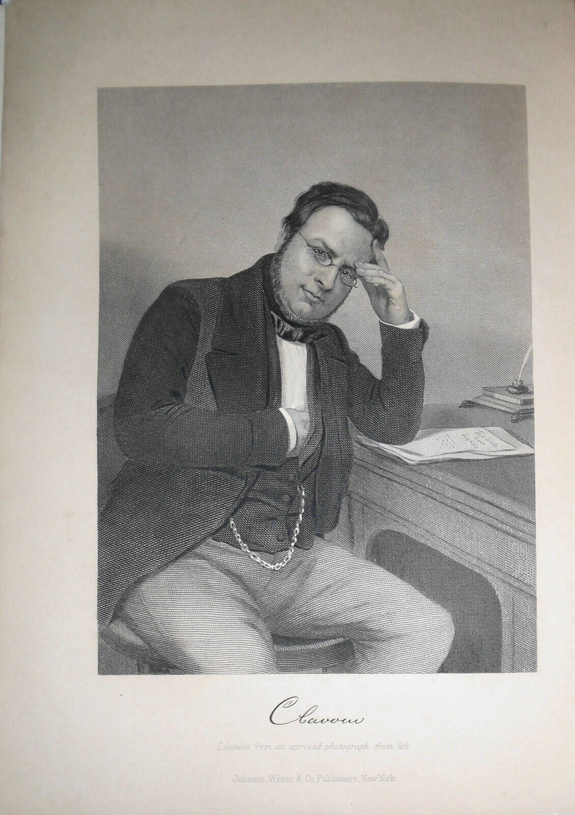 Camillo Benso, Count of Cavour engraving 1876 -Duyckinck Internationale Gallerie