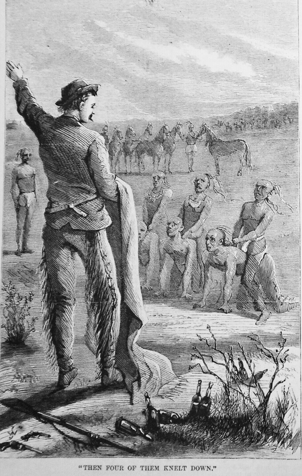 "Creasing" Mustangs In Texas / Grignon -- Harper's Weekly, November 21, 1868