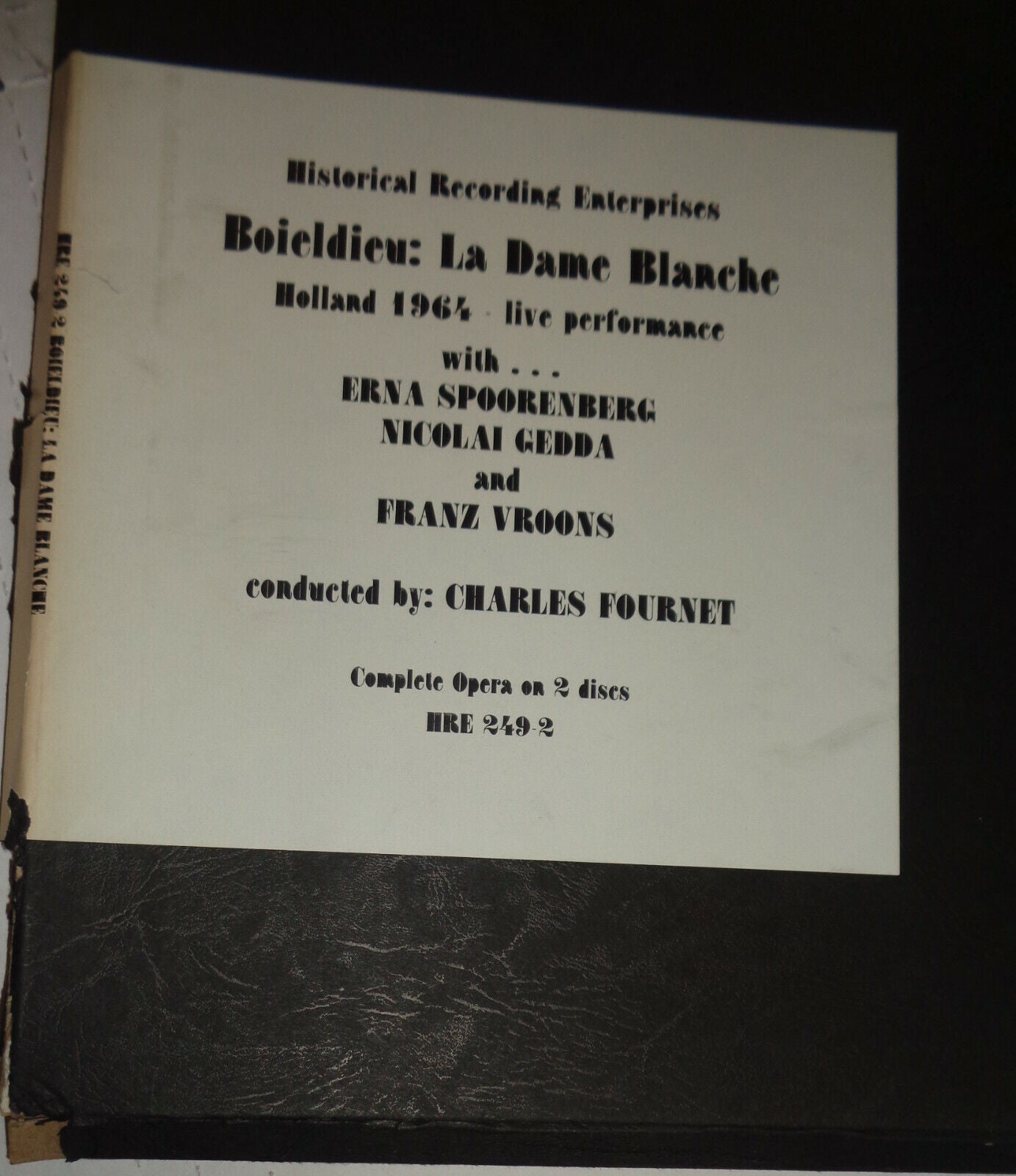Boieldieu La Dame Blanche 2LP - Holland 1964 Live - Fournet, Spoorenberg, Gedda