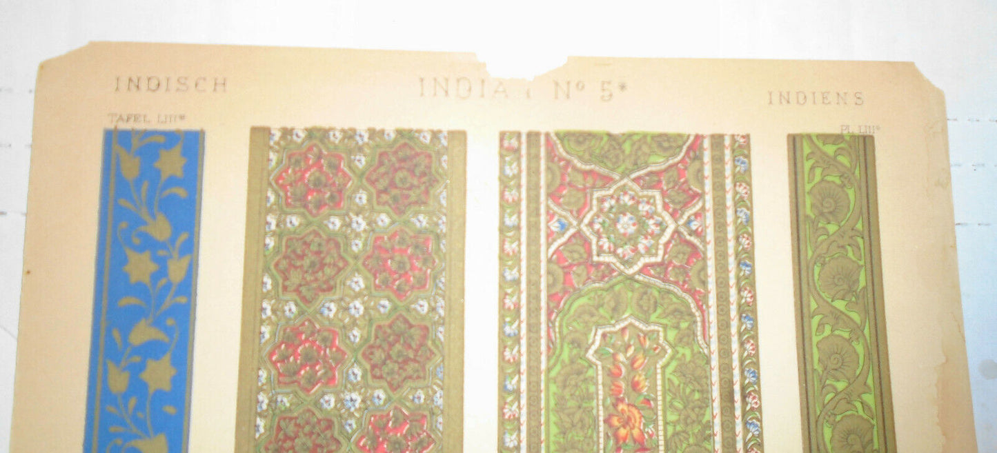 1868 Indian Nos. 6, 6* & 5* - Three Lithographs from The Grammar of Ornament