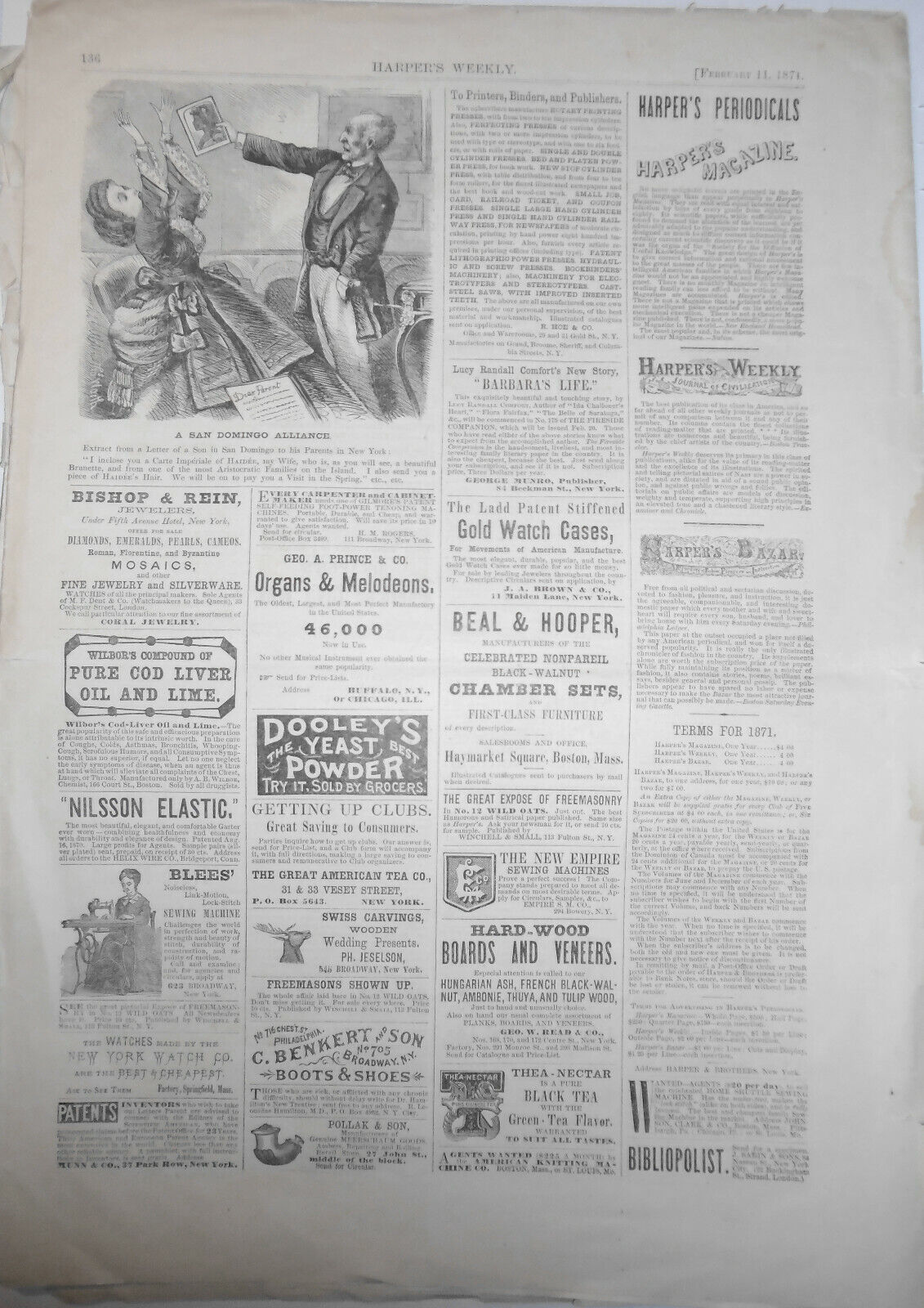 Harper's Weekly, Febr 11, 1871 - Count Von Moltke, Rome flood, Red Cross, etc