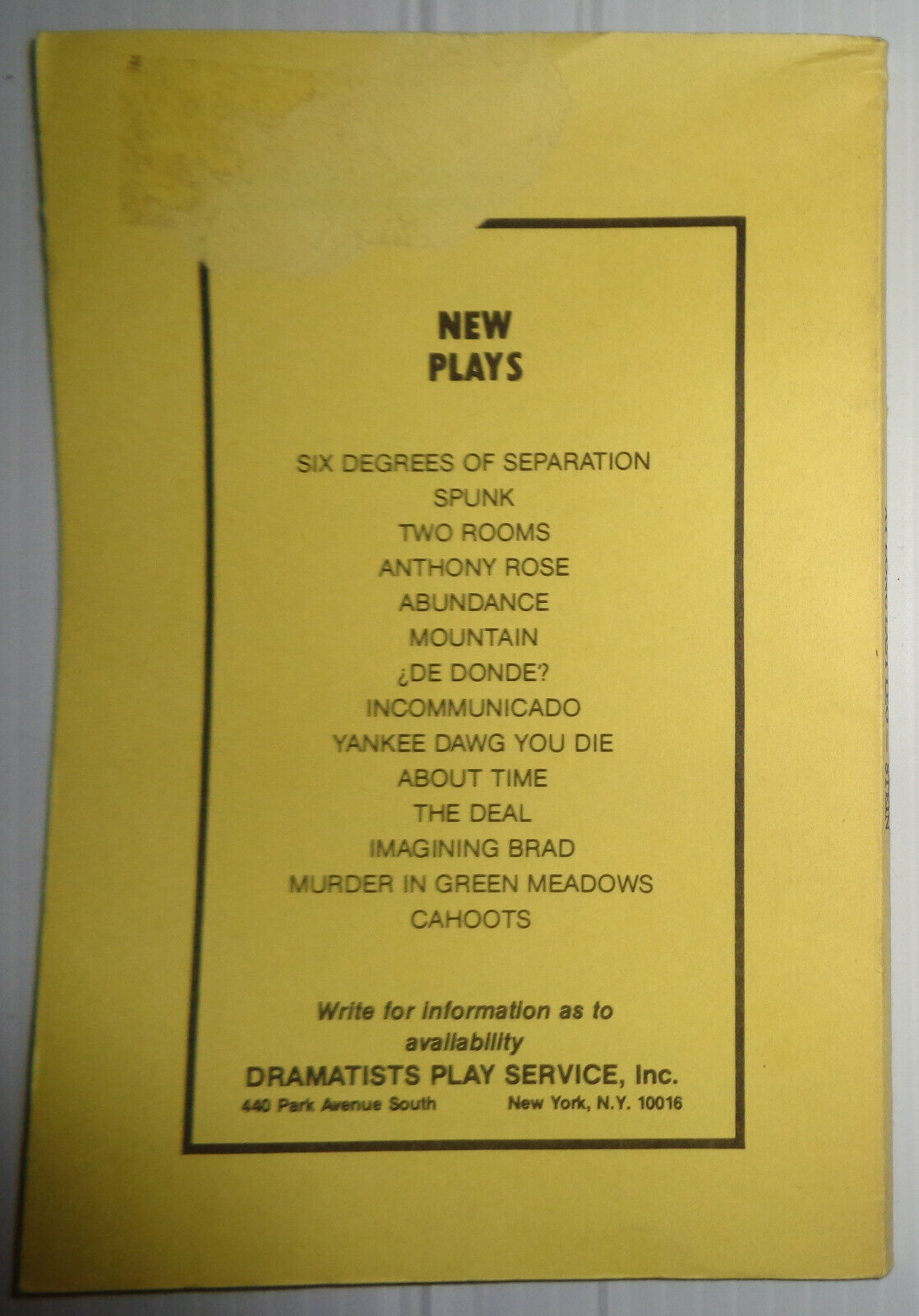At long last Leo, by Mark Stein. 1987. Dramatists Play Service