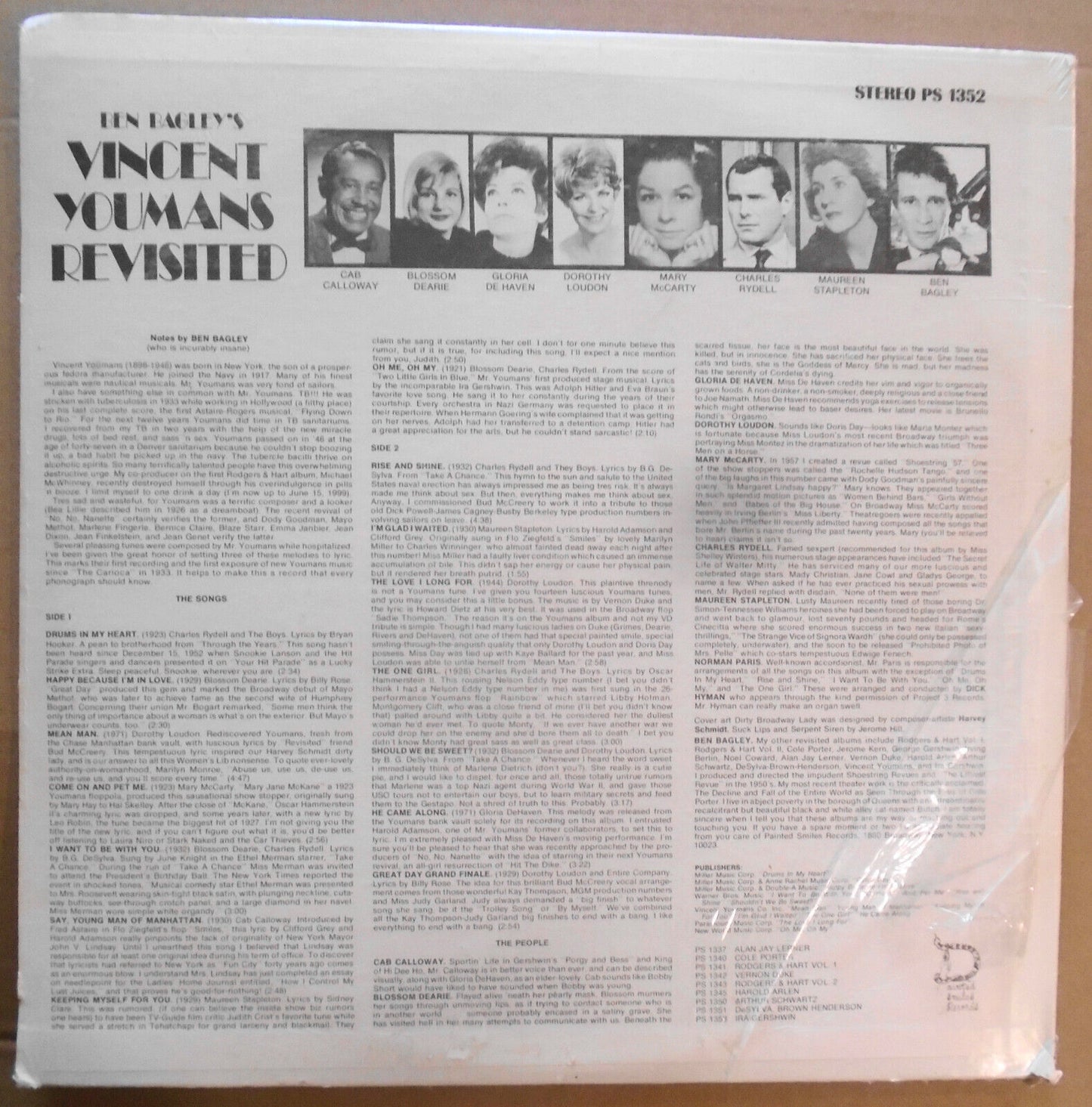 Ben Bagley's Vincent Youmans Revisited SEALED LP - Blossom Dearie, Cab Calloway