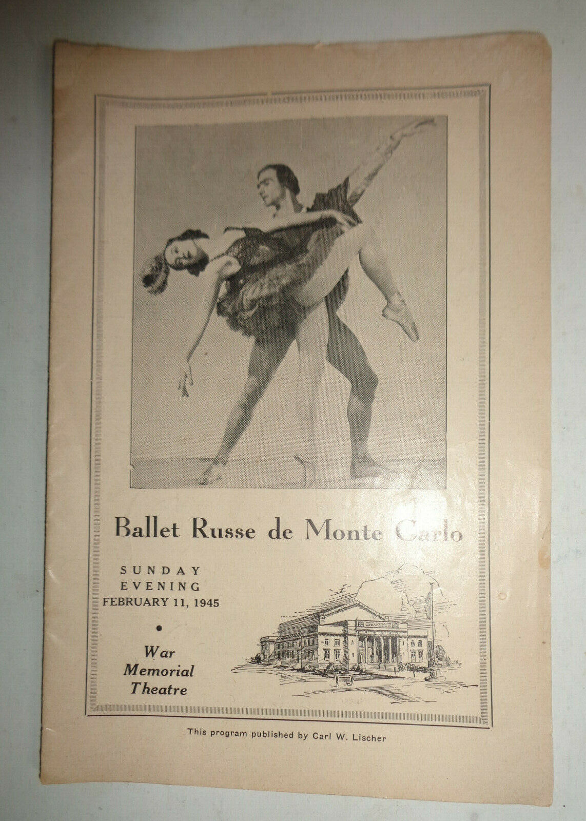BALLET RUSSE de MONTE CARLO: PROGRAM - FEB 11, 1945 War Memorial Theatre, NJ