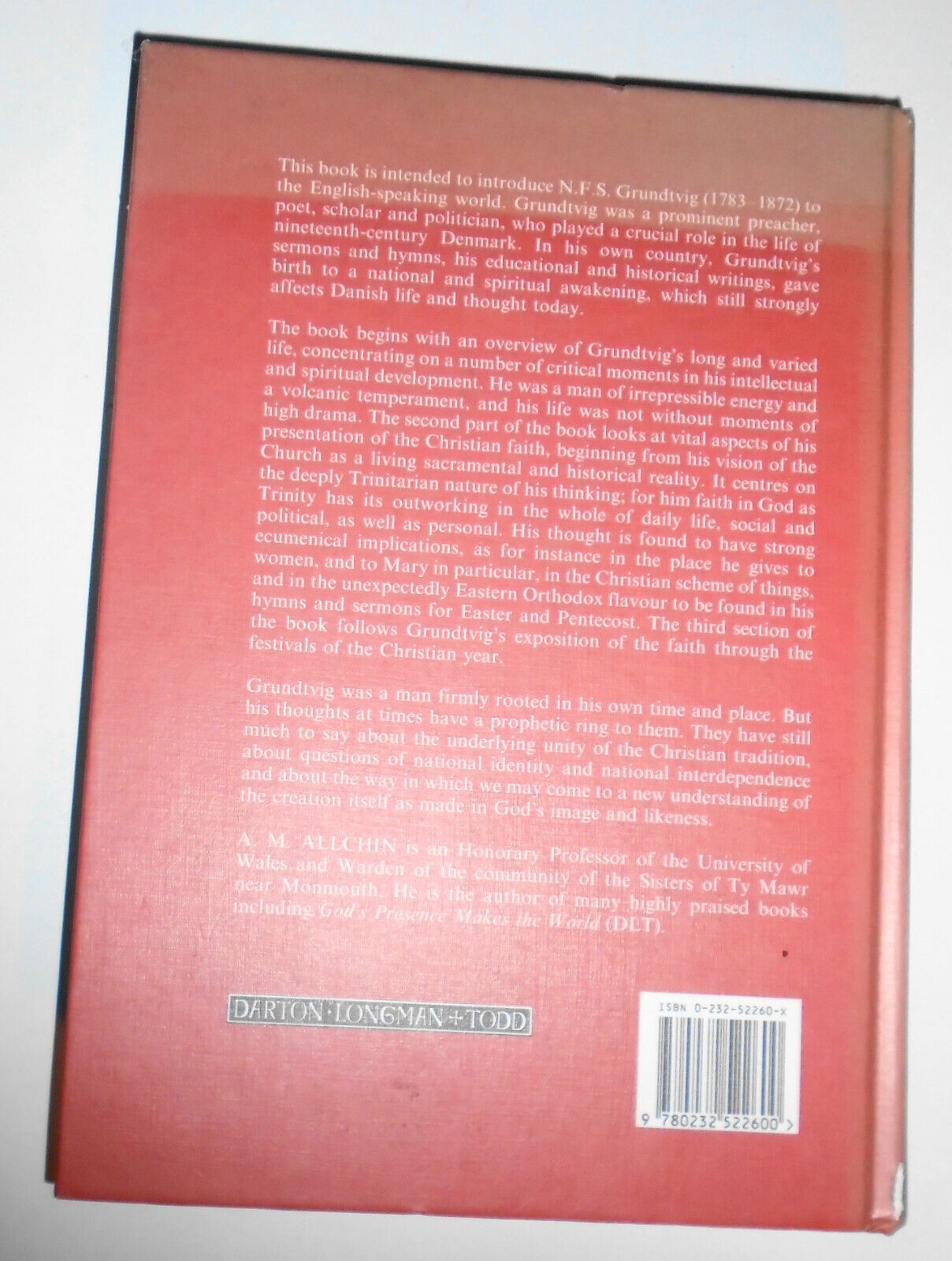 N.F.S. Grundtvig: an introduction to his life and work by A.M. Allchin Hardcover