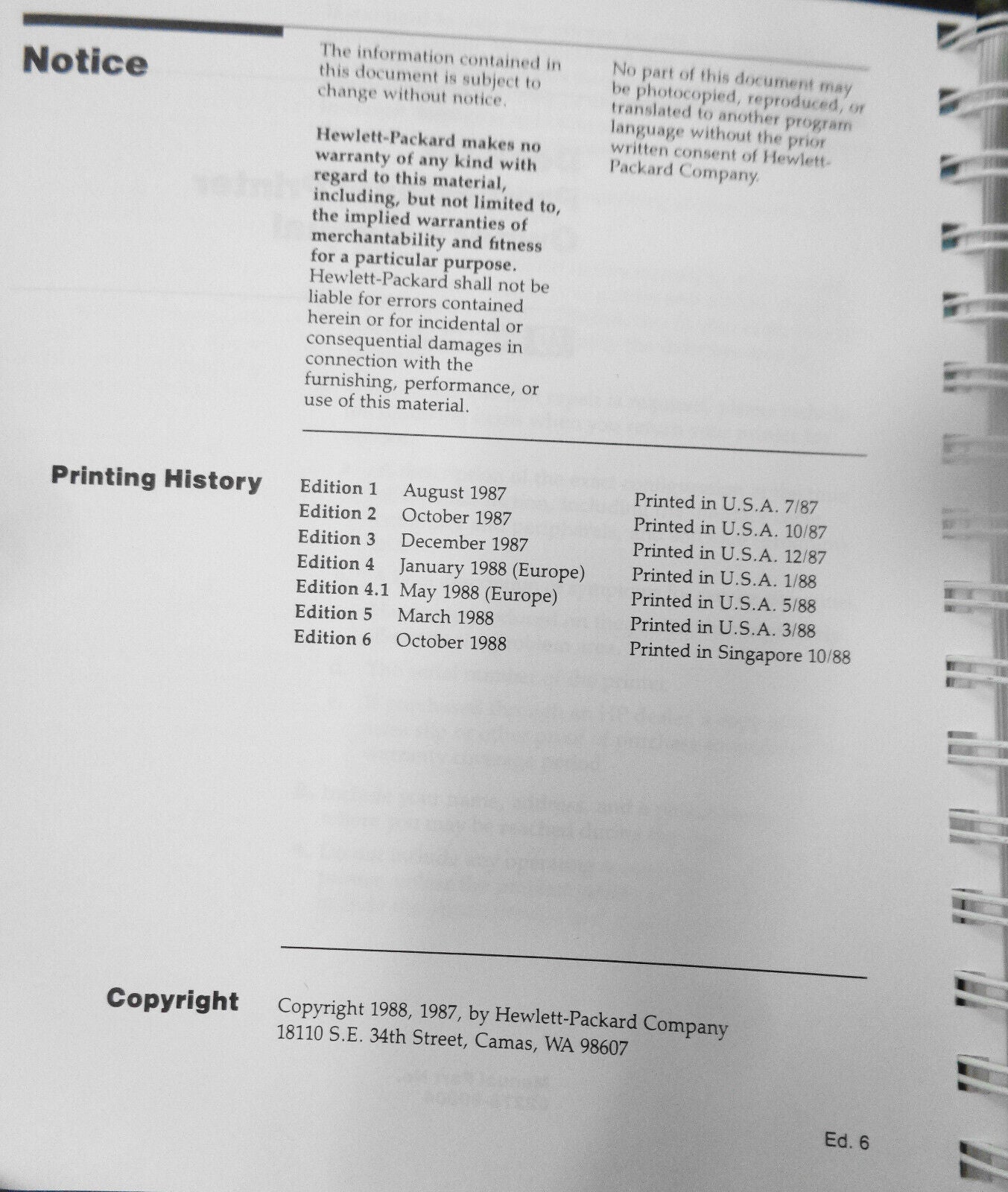 Hewlett-Packard DeskJet Professional Printer : Owner's Manual. 1988