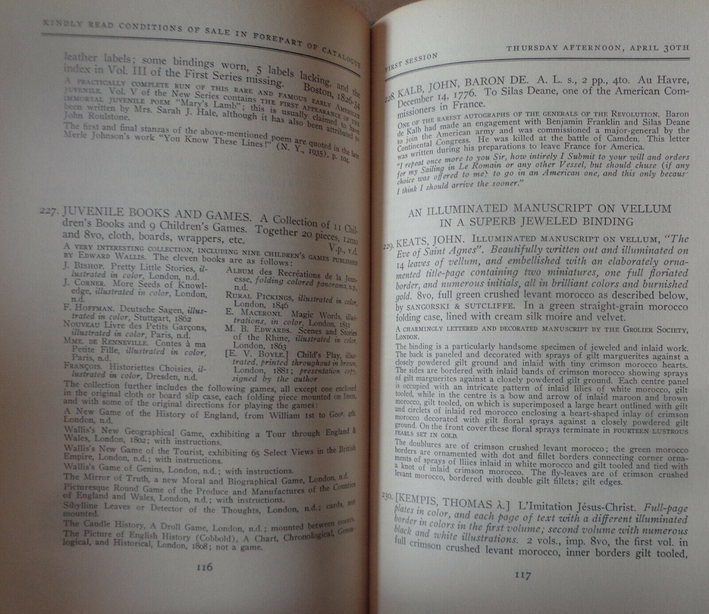 IMPORTANT HISTORICAL & LITERARY AUTOGRAPHS AND MANUSCRIPTS J Percy Sabin 1936