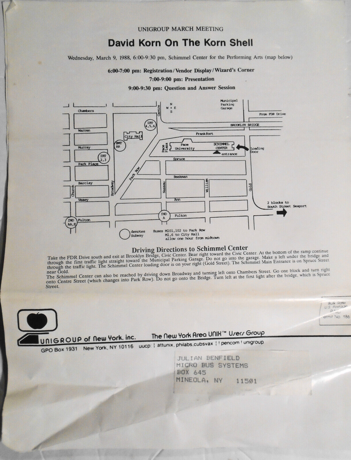 UNIGROUP of New York Newsletter, March 1988. NY Area UNIX Users Group