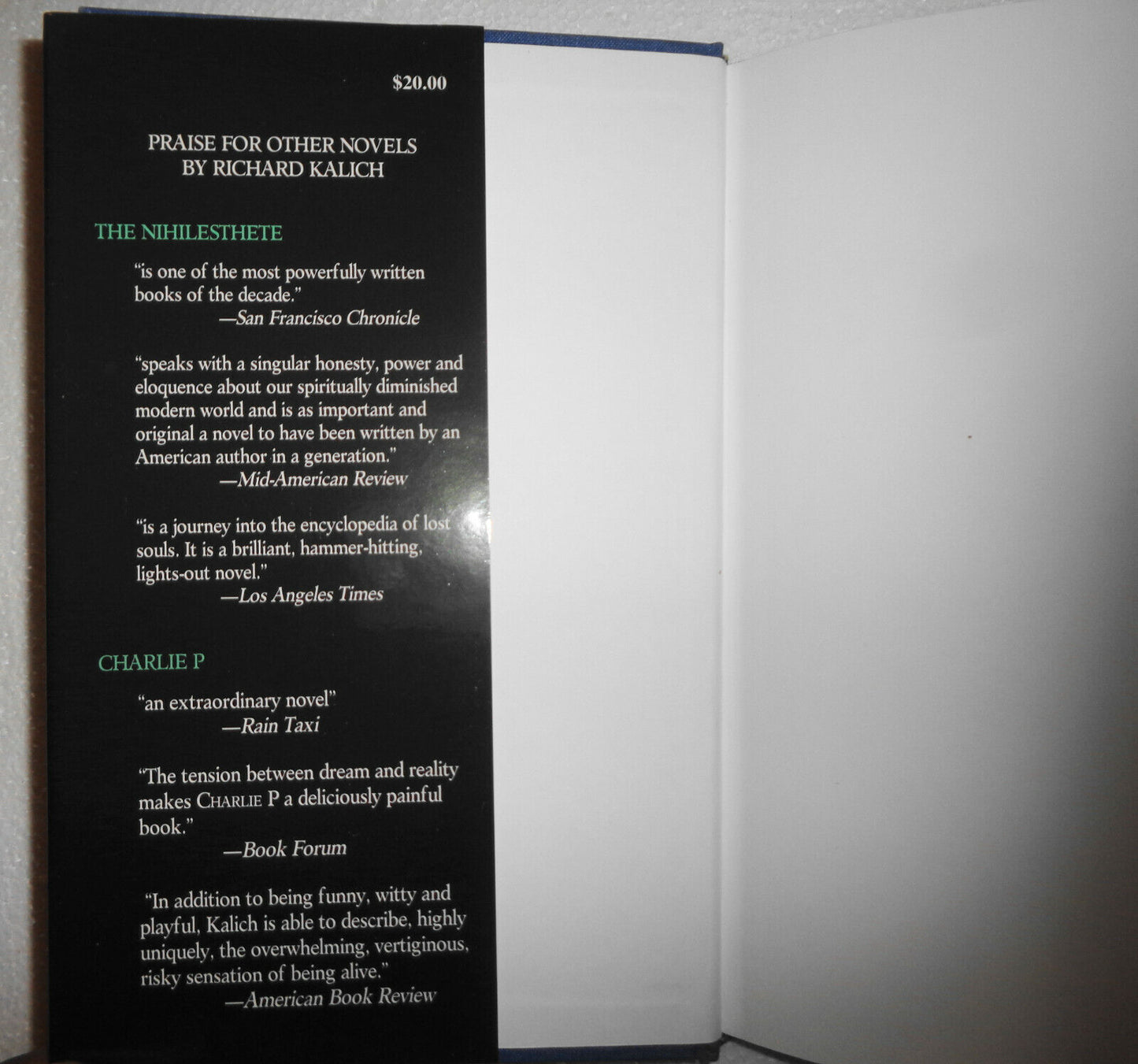 Penthouse F, by Richard Kalich. Hardcover. First Edition, 2010. Fine/Fine.