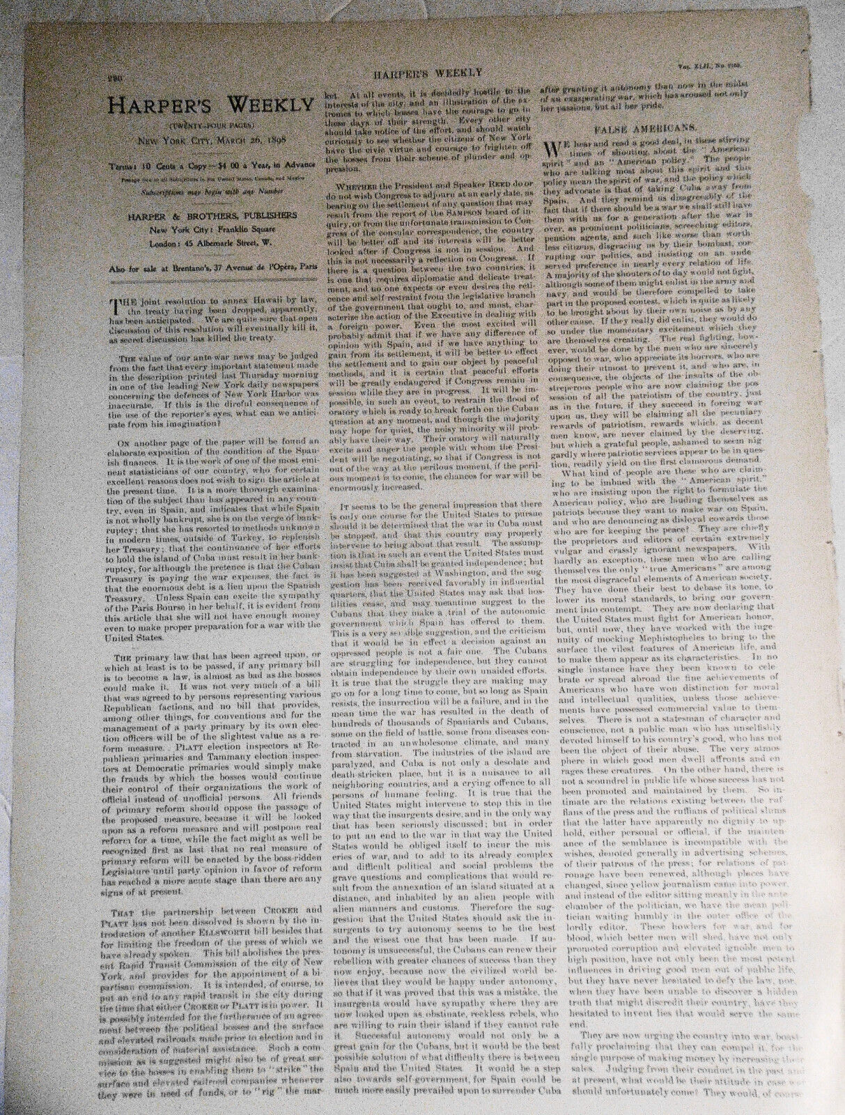 A First Lesson in the Art of War, by Remington - Harper's Weekly 1898 Original