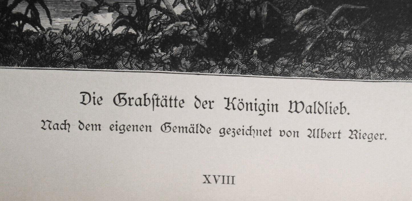 Die Grabstätte der Königin Waldlieb, by Albert Rieger -- 1884 Original