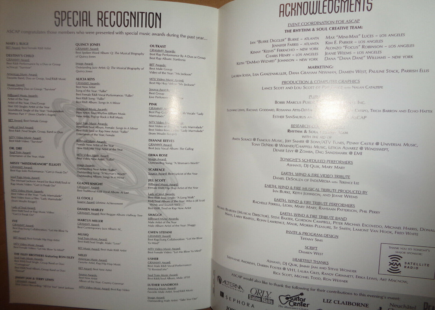 ASCAP 15th Annual Rhythm & Soul Music Awards 2002 : Ashanti, DJ Quik, Dr. Dre ..